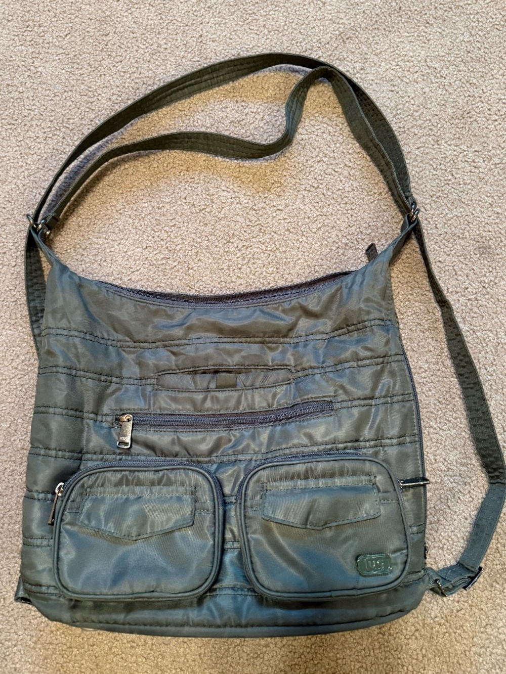 Lug Zipliner Convertible Hobo Bag Backpack Olive Green, good used condition
